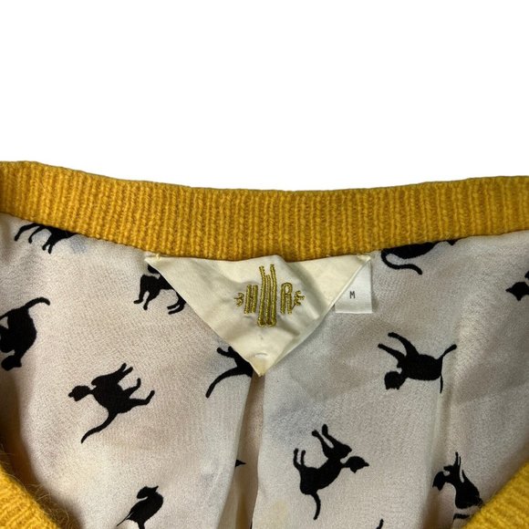 HWR Monogram Anthro Angora Rabbit Fur Sweater Cardigan Cat Lining Yellow - Picture 3 of 6
